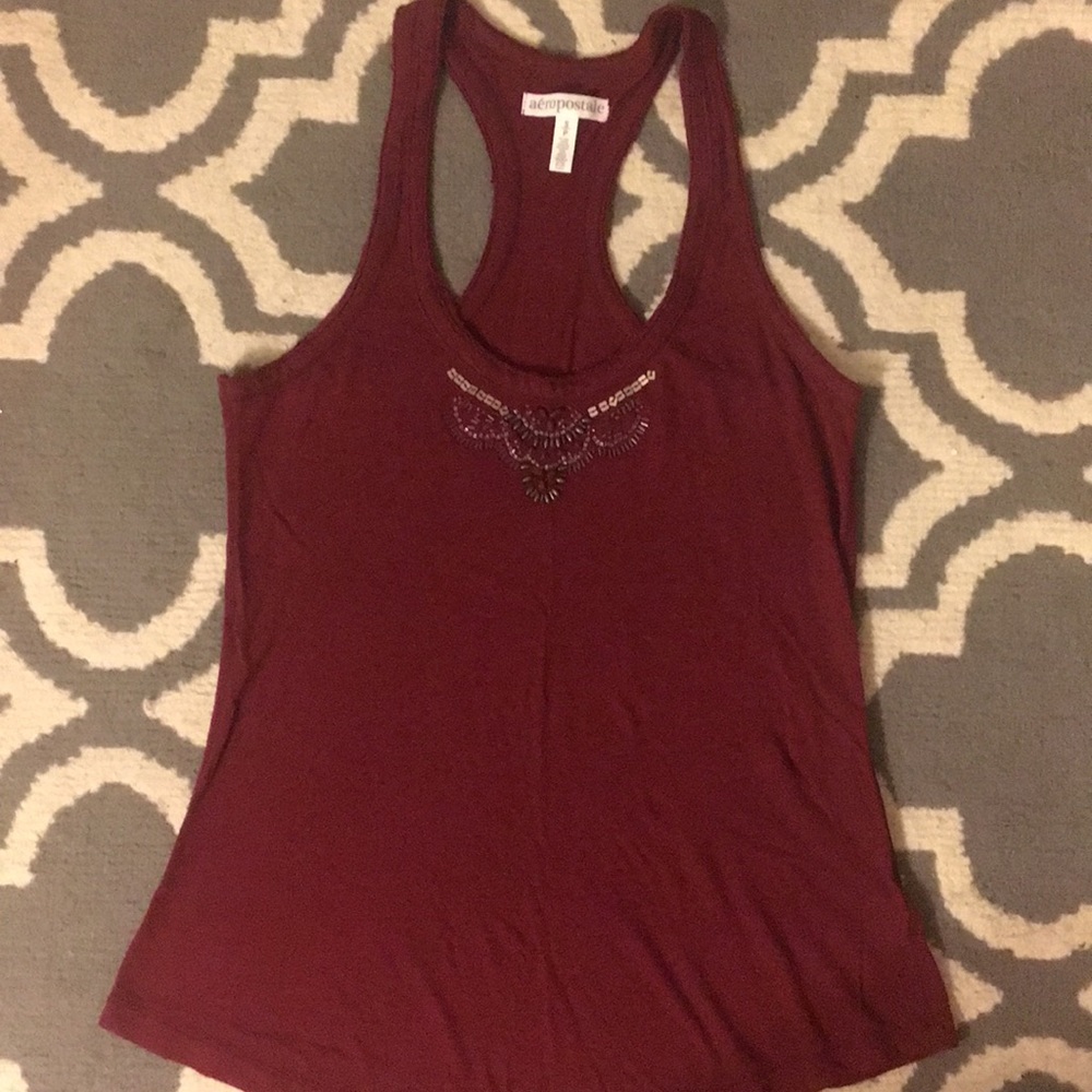 Maroon Embellished Tank
